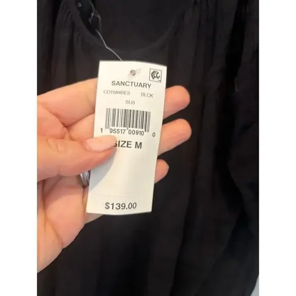 SANCTUARY SUMMER FLING BLACK EYELET DRESS SIZE MED NWT - Picture 4 of 6